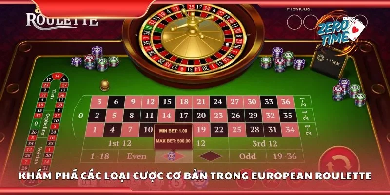 Khám phá các loại cược cơ bản trong european roulette